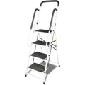 Jack Boss 4 Step Ladder, Folding Lightweight Step Stool with Handrails and Wide Anti-Slip Pedal for Home, Office, Kitchen and Garage, Service Height 37.8 inch, 400 lbs Capacity