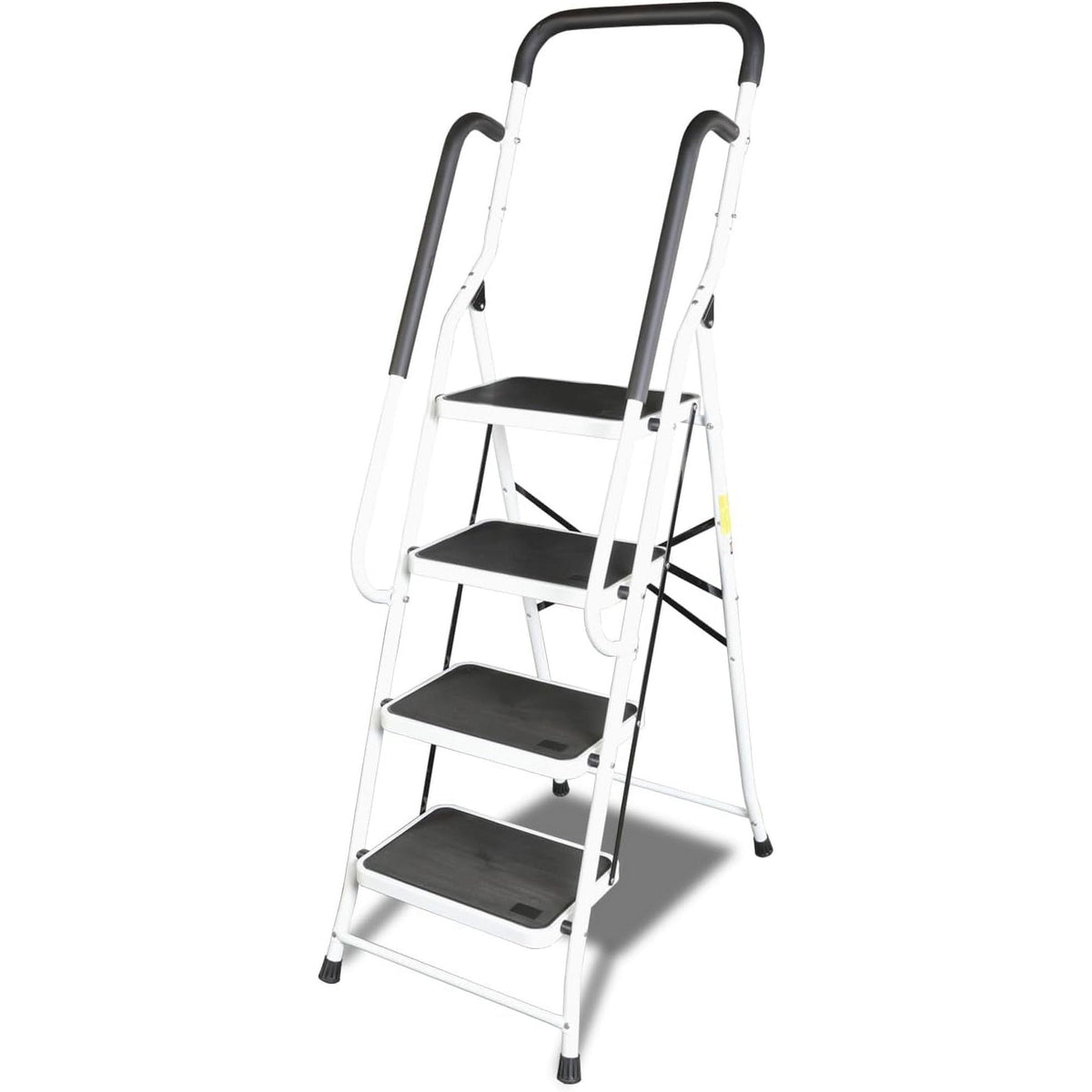 Jack Boss 4 Step Ladder, Folding Lightweight Step Stool with Handrails and Wide Anti-Slip Pedal for Home, Office, Kitchen and Garage, Service Height 37.8 inch, 400 lbs Capacity