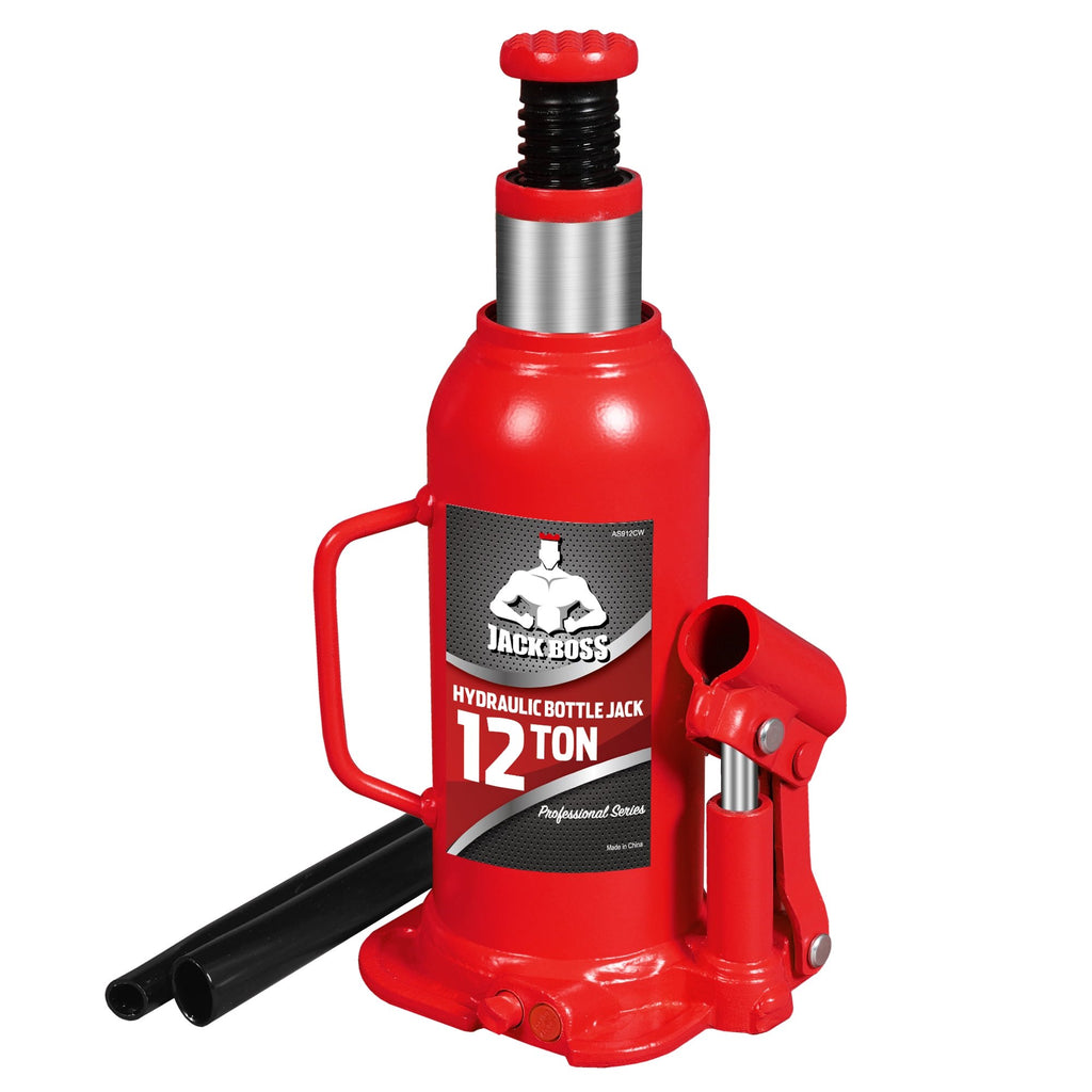 JACK BOSS Bottle Jack 12 Ton Muti-Directional Welded Bottle Jack, Alloy Steel Use for Cars 24,000lb, Red