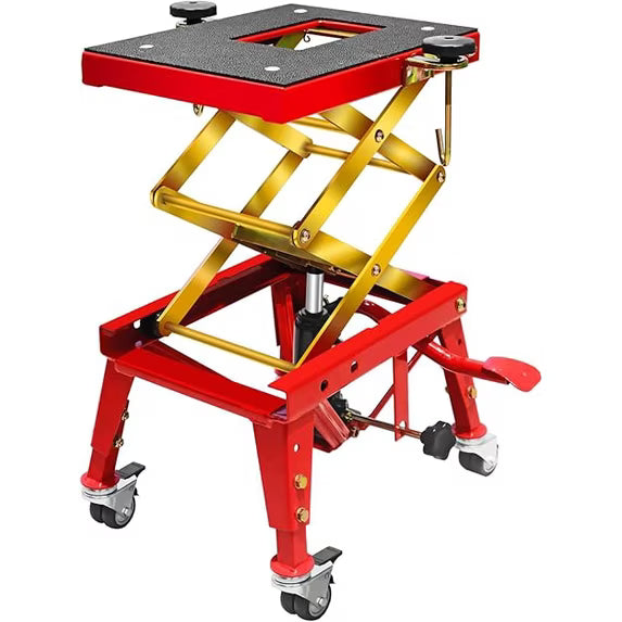 Jack Boss 350 Lbs Motorcycle Lift Jack Table, Hydraulic Foot-Operated Scissor Lift Jack for ATV Dirt Bike, Motorcycle Stand with 4 Wheels