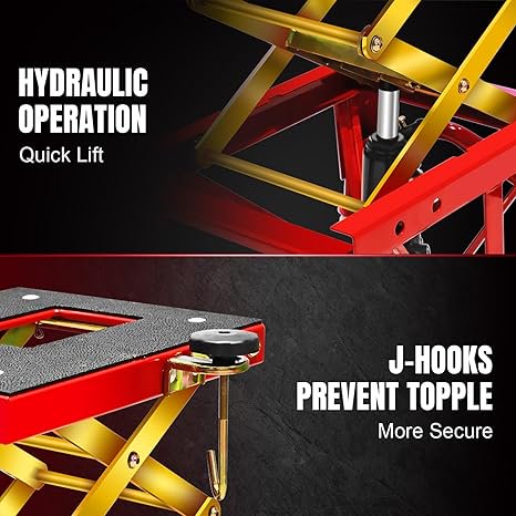 Jack Boss 350 Lbs Motorcycle Lift Jack Table, Hydraulic Foot-Operated Scissor Lift Jack for ATV Dirt Bike, Motorcycle Stand with 4 Wheels