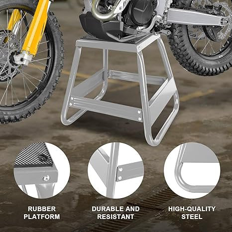 JACK BOSS Motorcycle Stand Lift Dirt Bike Stand, Universal Panel Dirtbike Stand Jack Fit for Yamaha, for Honda and Suitable for Kawasaki, 1000LBS Capacity Removable Maintenance Motocross Stand Silver