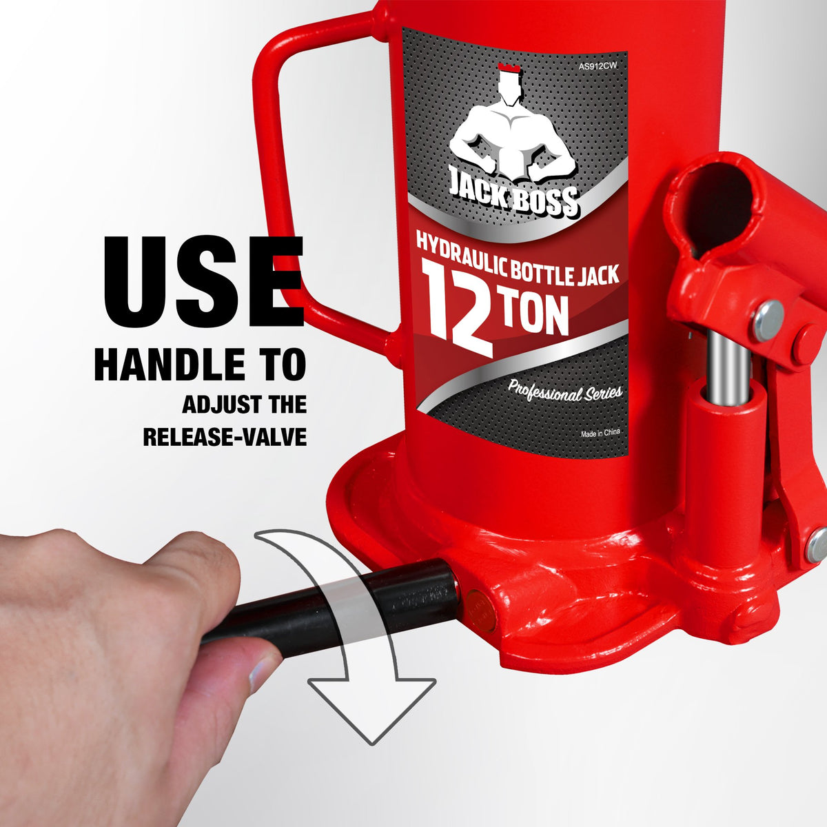 JACK BOSS Bottle Jack 12 Ton Muti-Directional Welded Bottle Jack, Alloy Steel Use for Cars 24,000lb, Red
