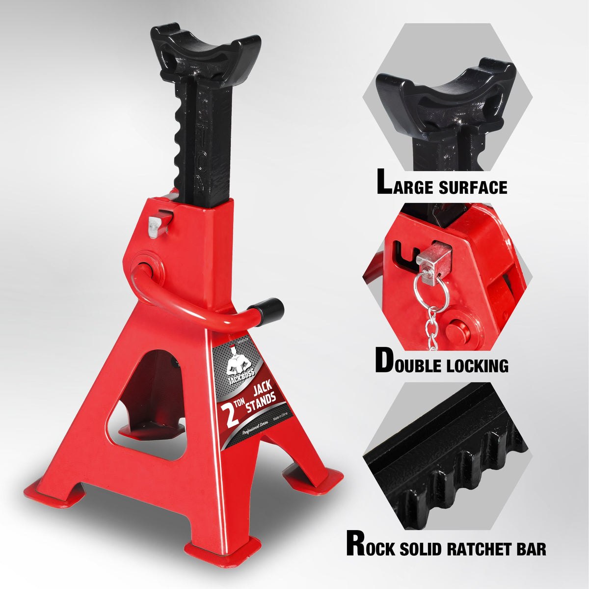 JACK BOSS Jack Stand 2 ton Double Locking,Heavy Duty Steel,AS42001CW