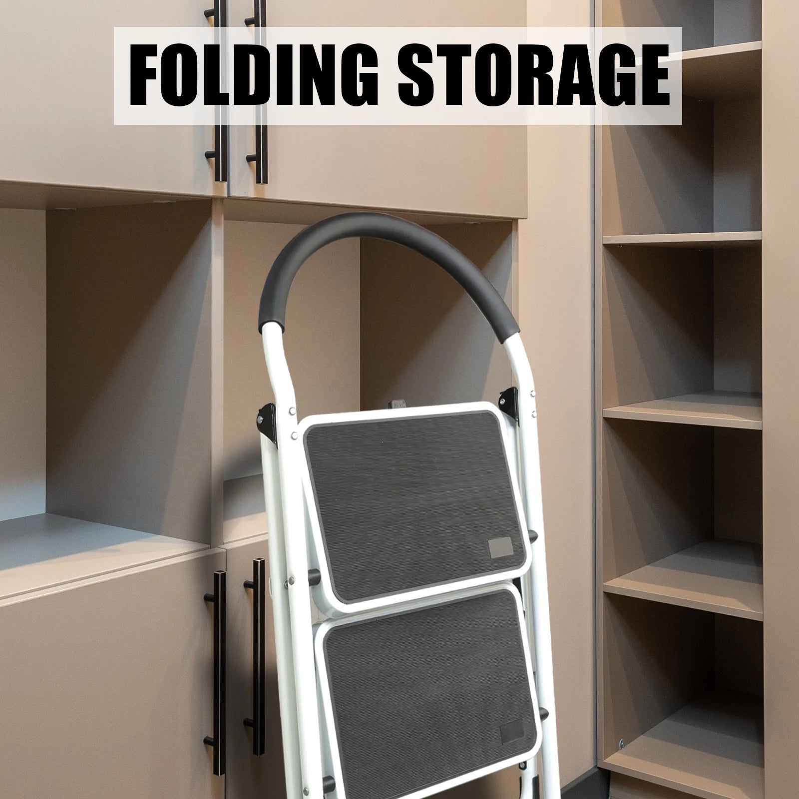 Jack Boss Ladder, Folding Lightweight Step Stool with Wide Anti-Slip Pedal for Home, Office, Kitchen and Garage