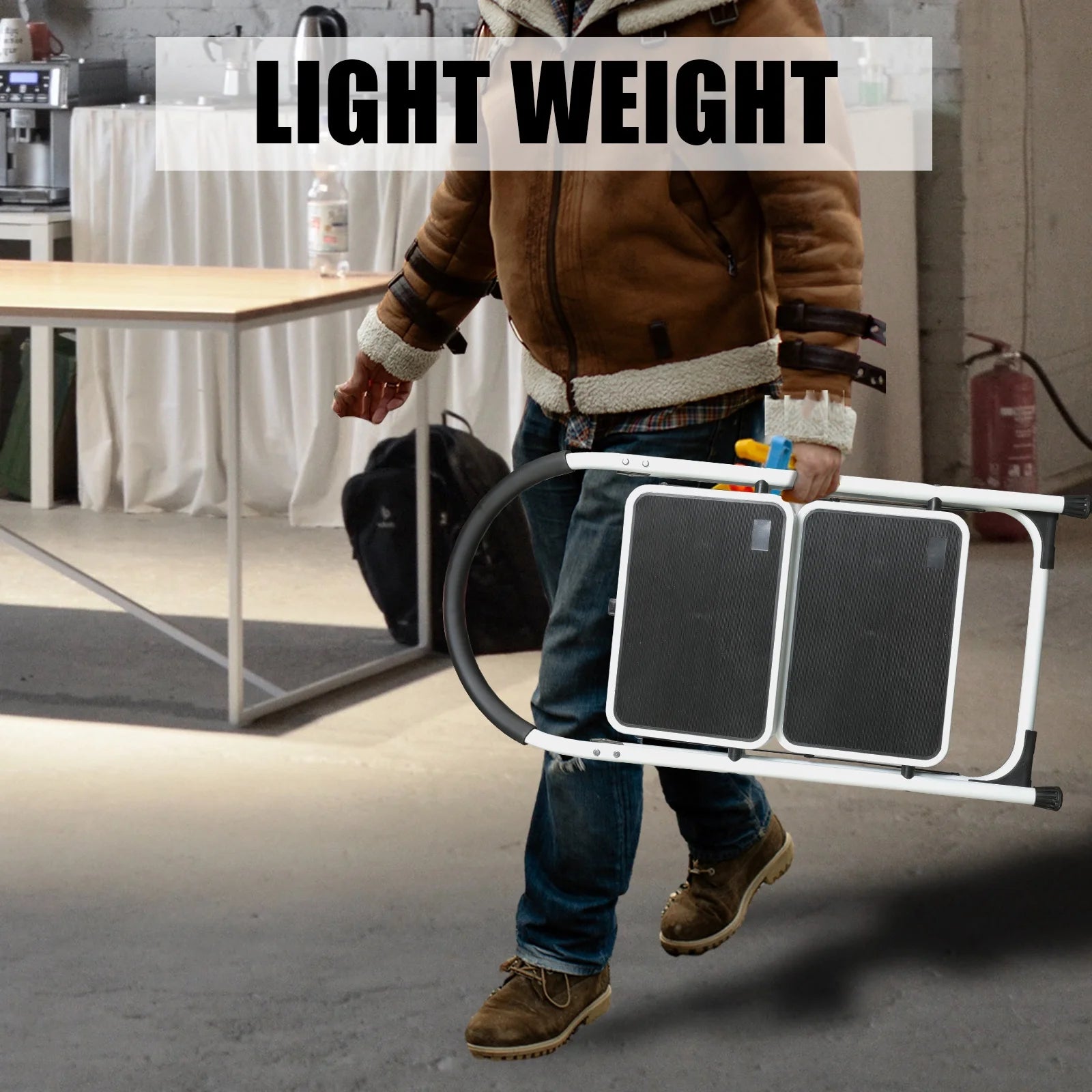 Jack Boss Ladder, Folding Lightweight Step Stool with Wide Anti-Slip Pedal for Home, Office, Kitchen and Garage
