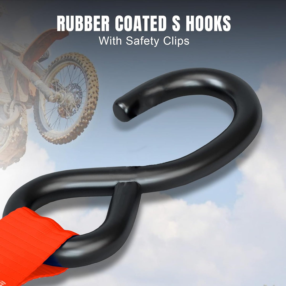 JACK BOSS Ratchet Tie Down Straps Set, 1500 lbs Break Strength, 1" x 15' Heavy Duty Ratchet Straps with 4X Soft Loops Padded Handles Coated S Hook, Fits for Moving Appliances Motorcycle, Orange-Red