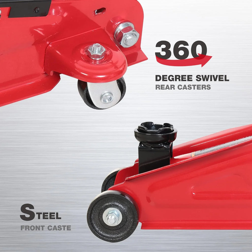 JACK BOSS Hydraulic Floor Jack 1.5 Ton Car Lift Portable Alloy Steel 360 Degree for Cars