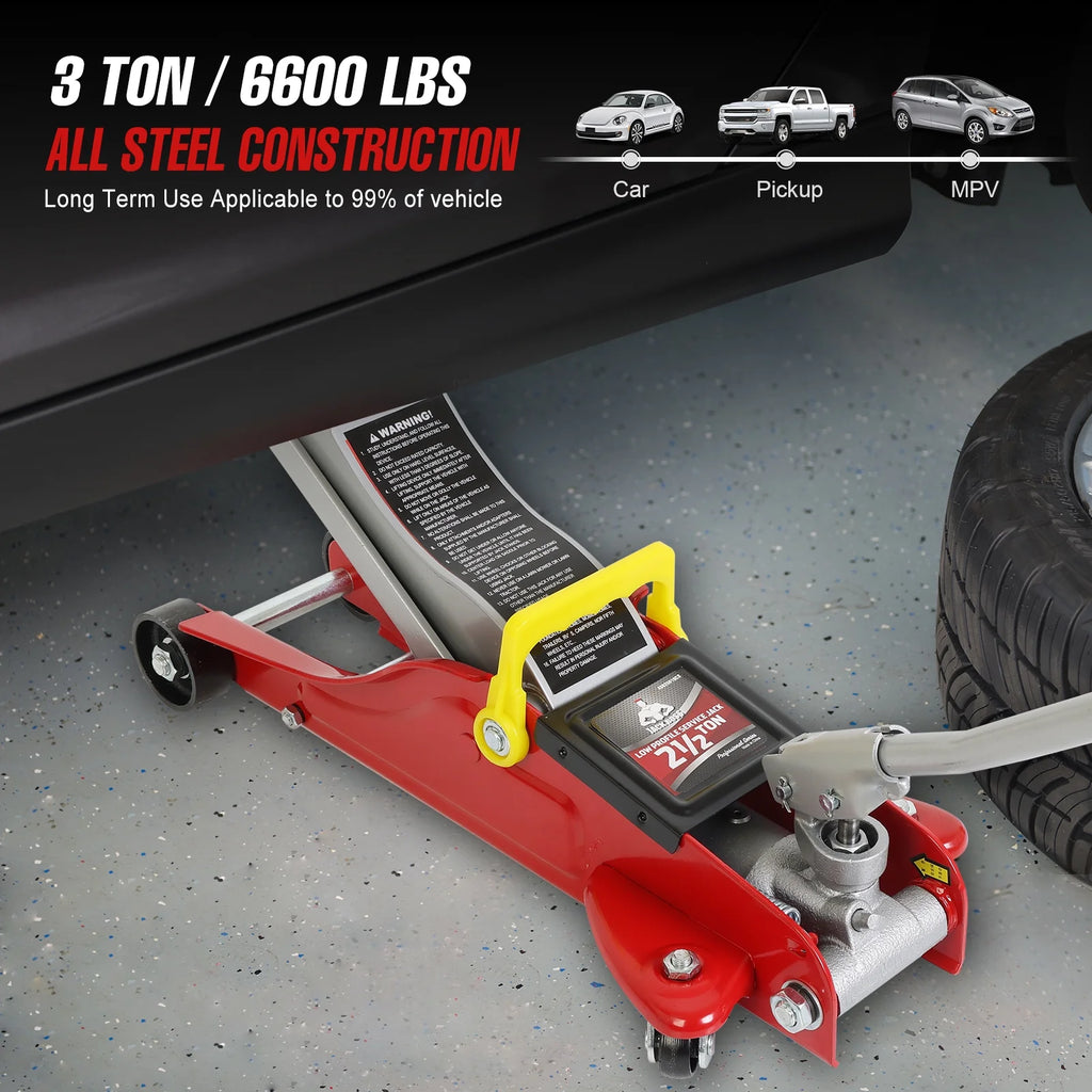 JACK BOSS Floor Jack 2.5 Ton (5500 LBs) Hydraulic Low Profile Trolley Car Jack with Portable Storage Case