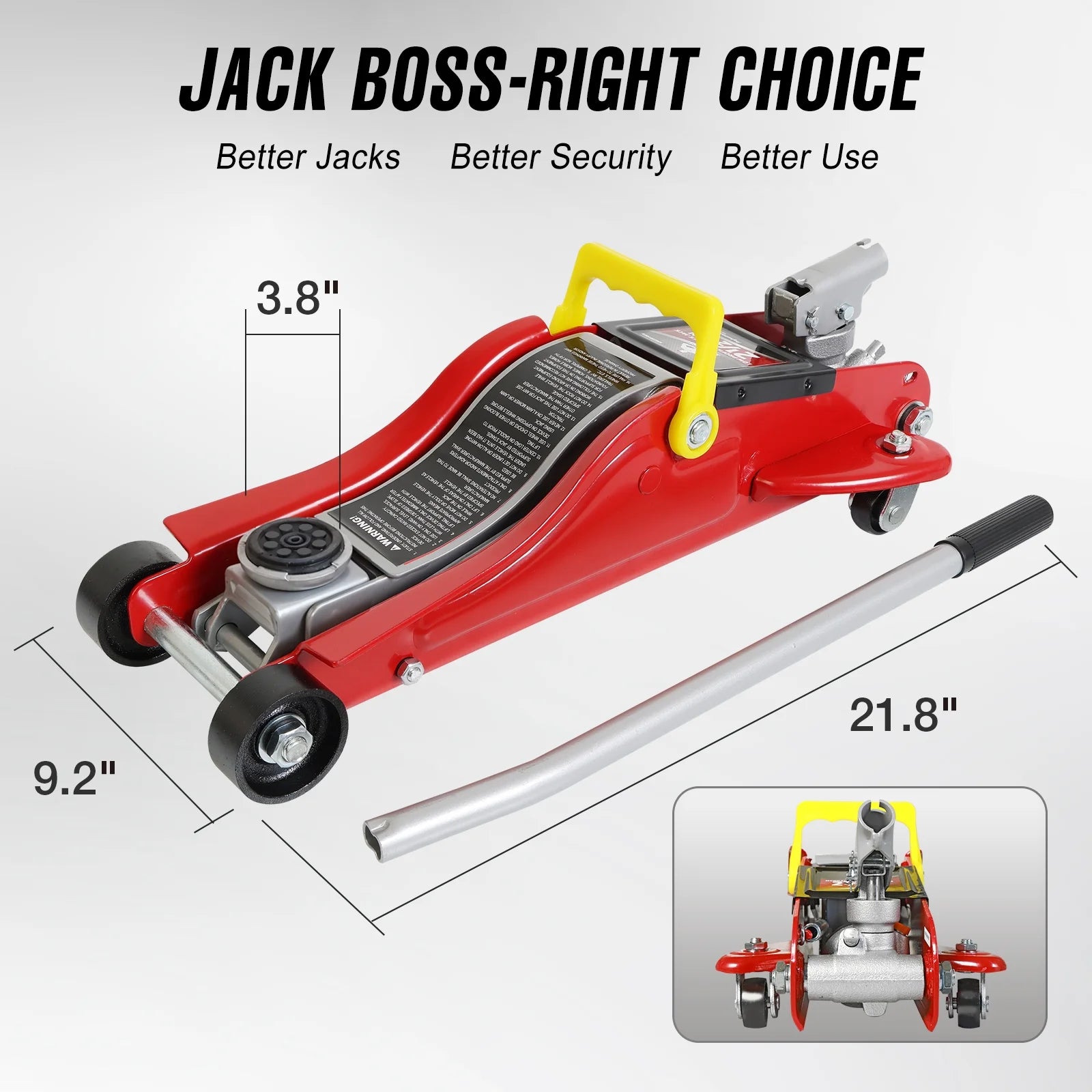 JACK BOSS Floor Jack 2.5 Ton (5500 LBs) Hydraulic Low Profile Trolley Car Jack with Portable Storage Case
