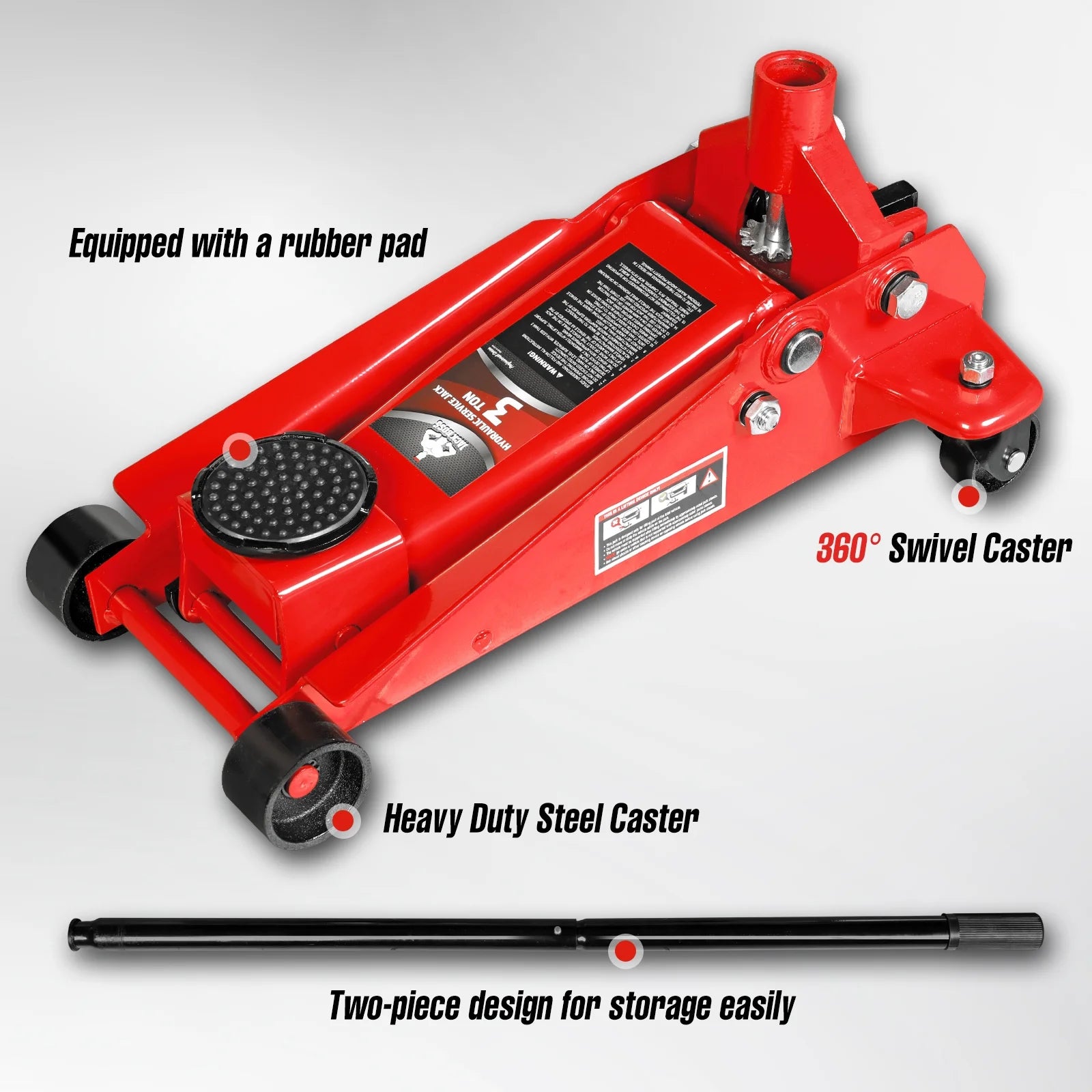 JACK BOSS Floor Jack 3 Ton Capacity Fast Lift Service Jack Steel Heavy Duty Hydraulic Car Jack