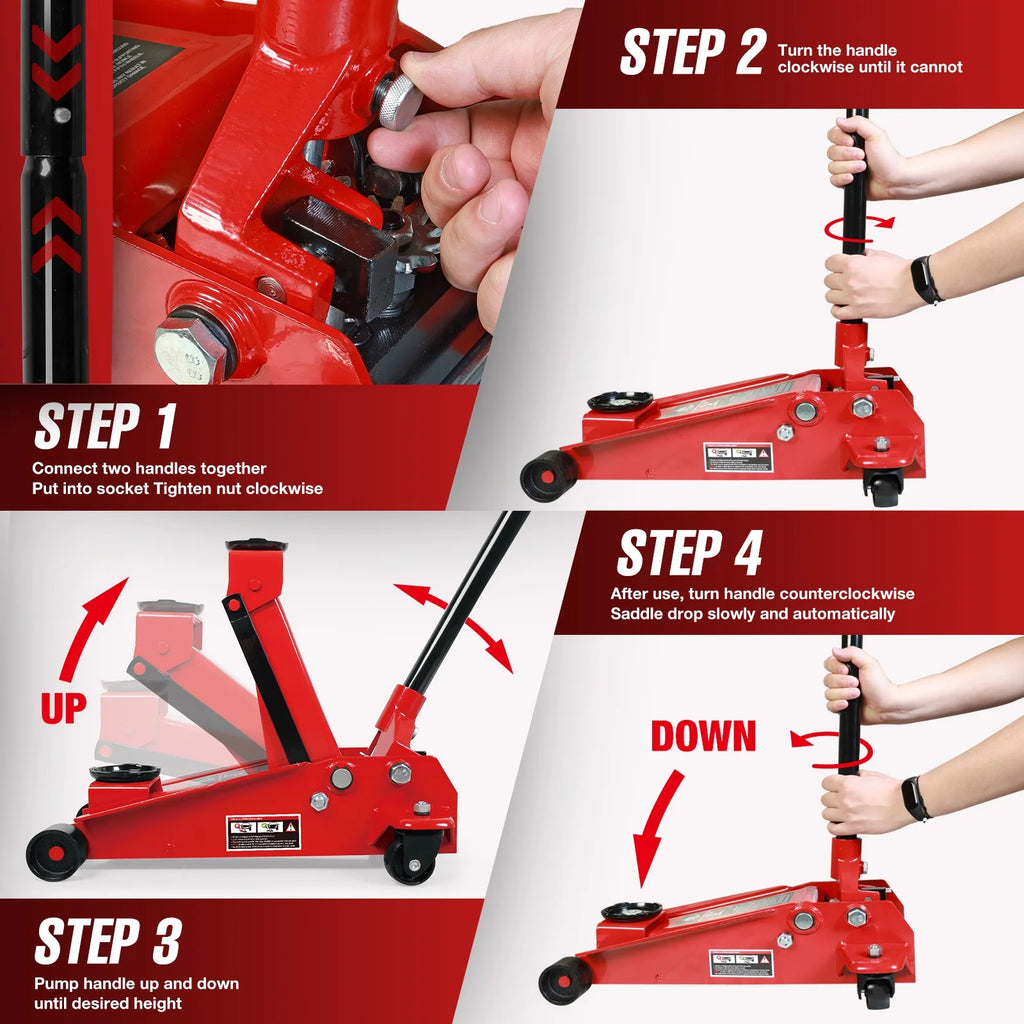 JACK BOSS Floor Jack 3 Ton Capacity Fast Lift Service Jack Steel Heavy Duty Hydraulic Car Jack
