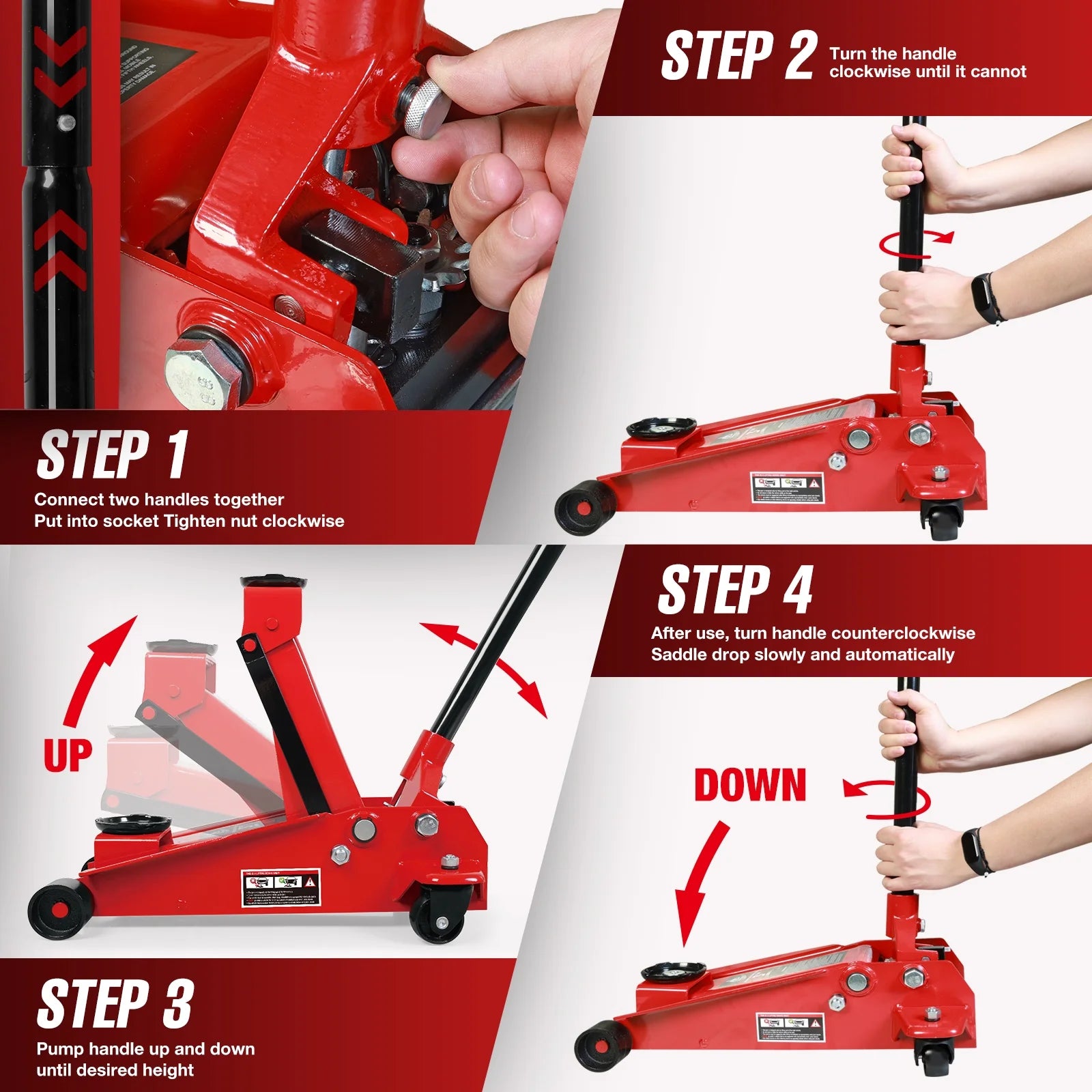 JACK BOSS Floor Jack 3 Ton Capacity Fast Lift Service Jack Steel Heavy Duty Hydraulic Car Jack