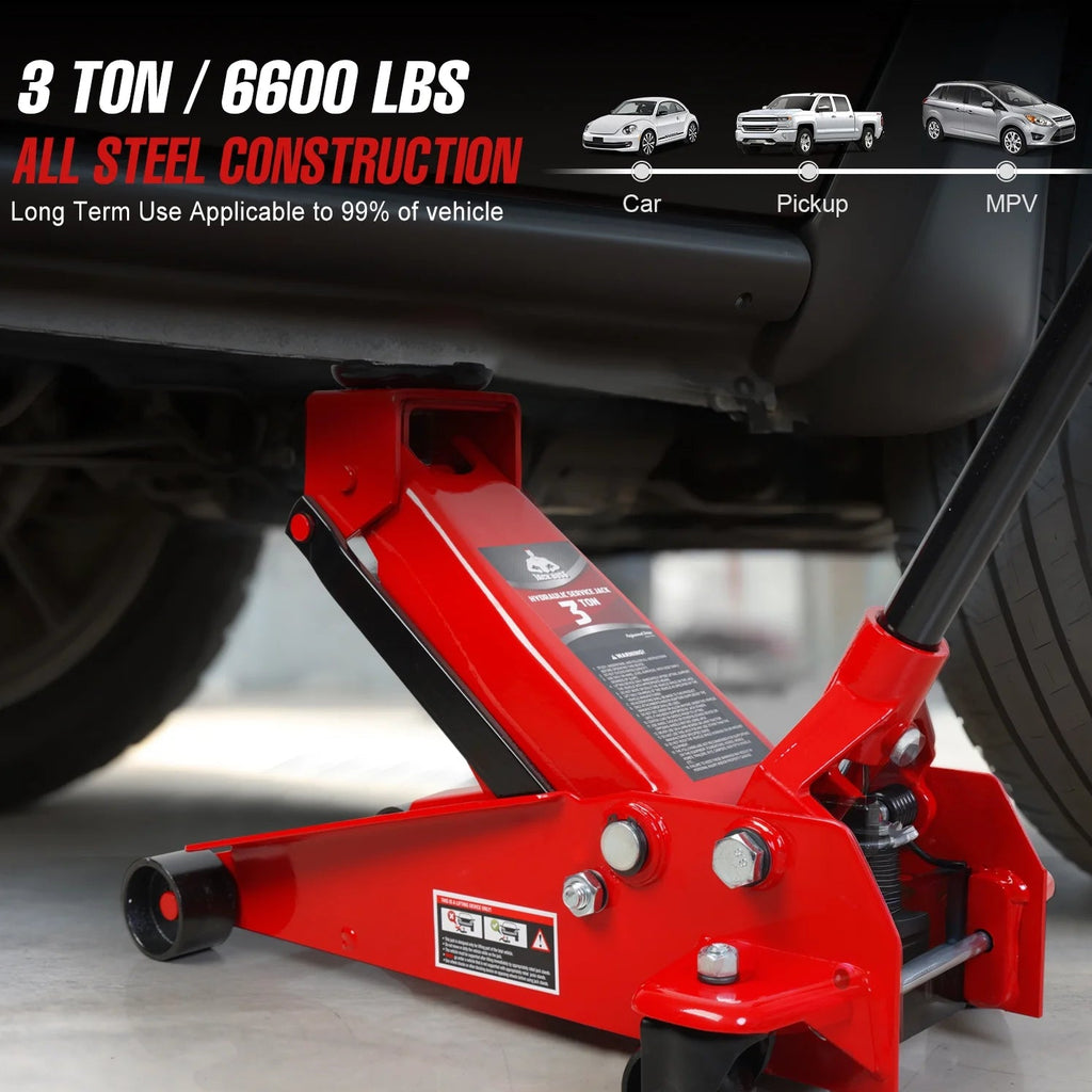 JACK BOSS Floor Jack 3 Ton Capacity Fast Lift Service Jack Steel Heavy Duty Hydraulic Car Jack