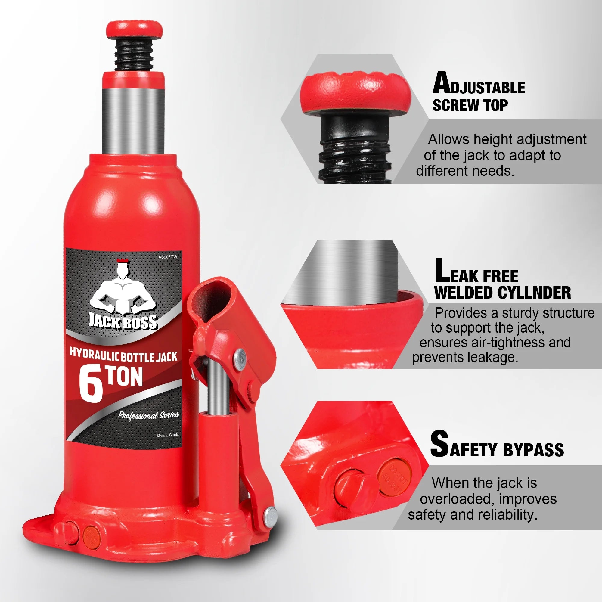 JACK BOSS Bottle Jack Muti-Directional Welded Bottle Jack for Car, Truck, RV