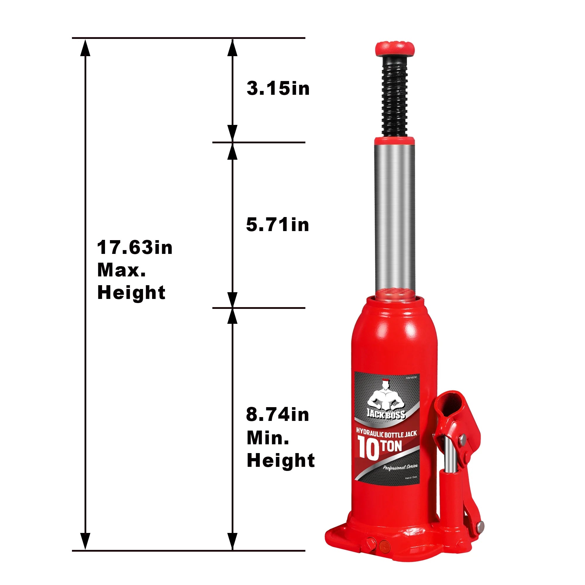 JACK BOSS Bottle Jack 10 Ton Muti-Directional Hydraulic Jack,Alloy Steel,Use for Car, Truck, RV