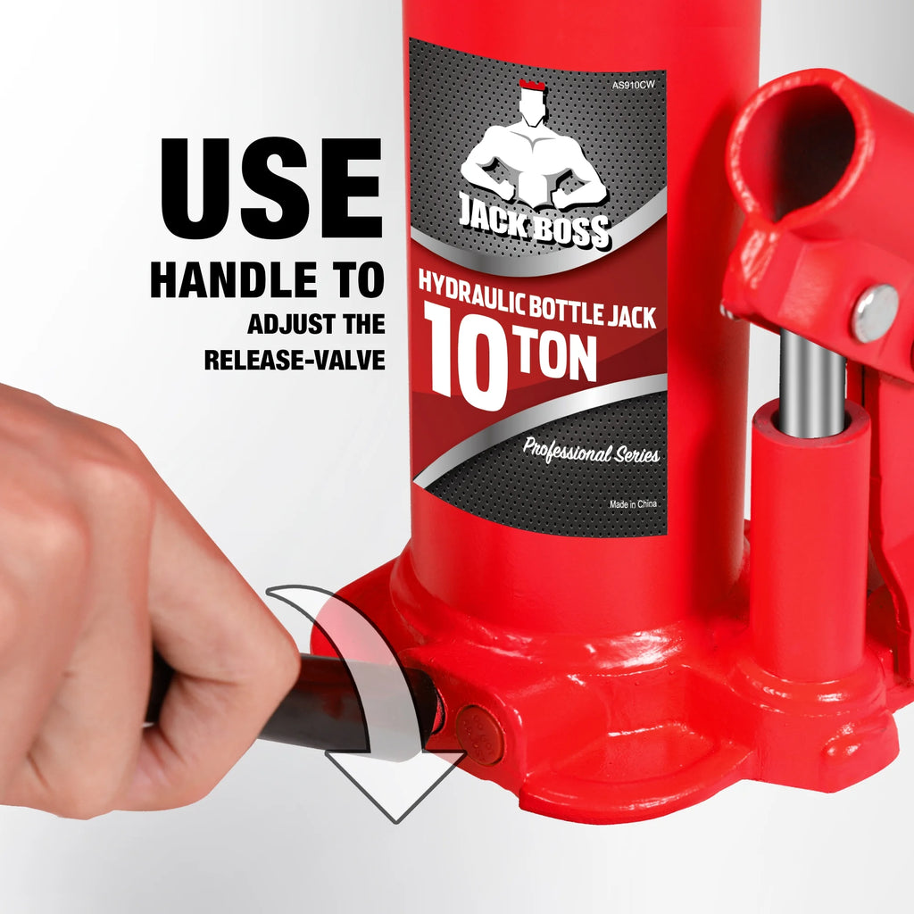 JACK BOSS Bottle Jack 10 Ton Muti-Directional Hydraulic Jack,Alloy Steel,Use for Car, Truck, RV