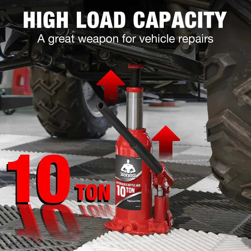 JACK BOSS Bottle Jack 10 Ton Muti-Directional Hydraulic Jack,Alloy Steel,Use for Car, Truck, RV