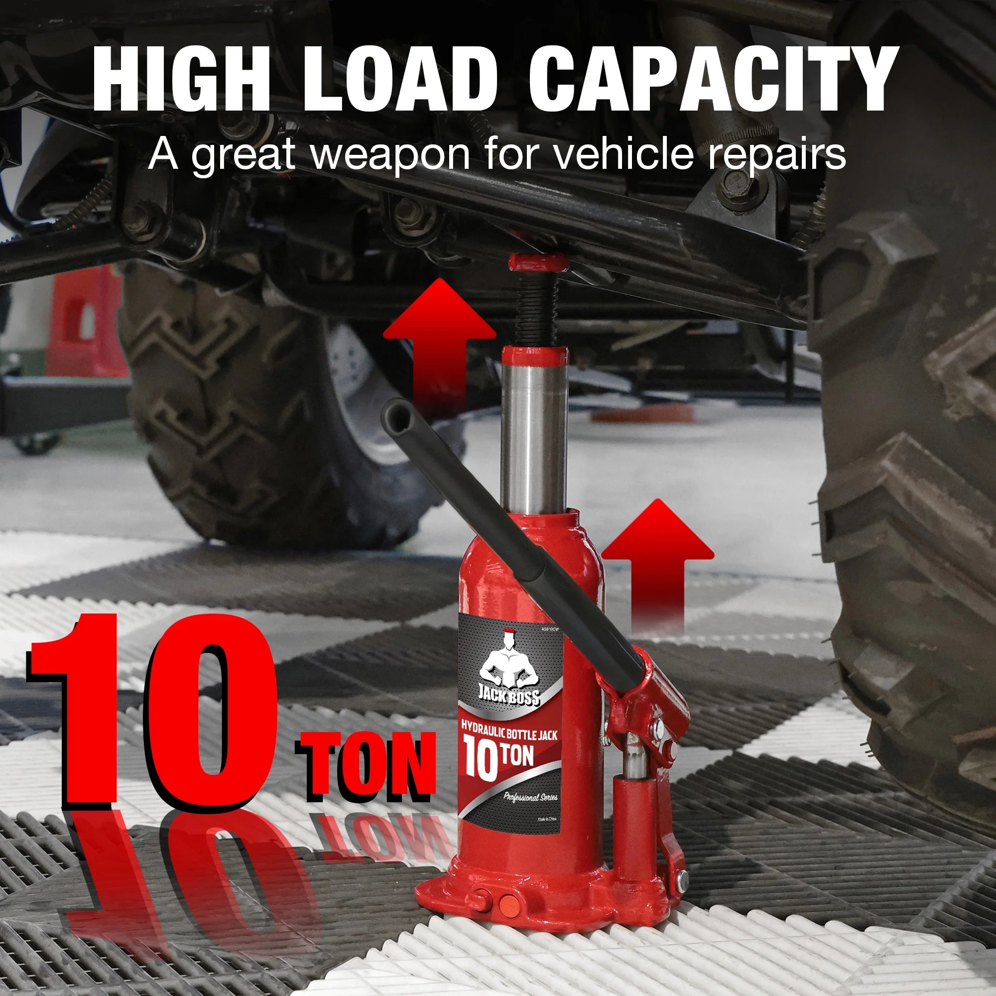 JACK BOSS Bottle Jack 10 Ton Muti-Directional Hydraulic Jack,Alloy Steel,Use for Car, Truck, RV