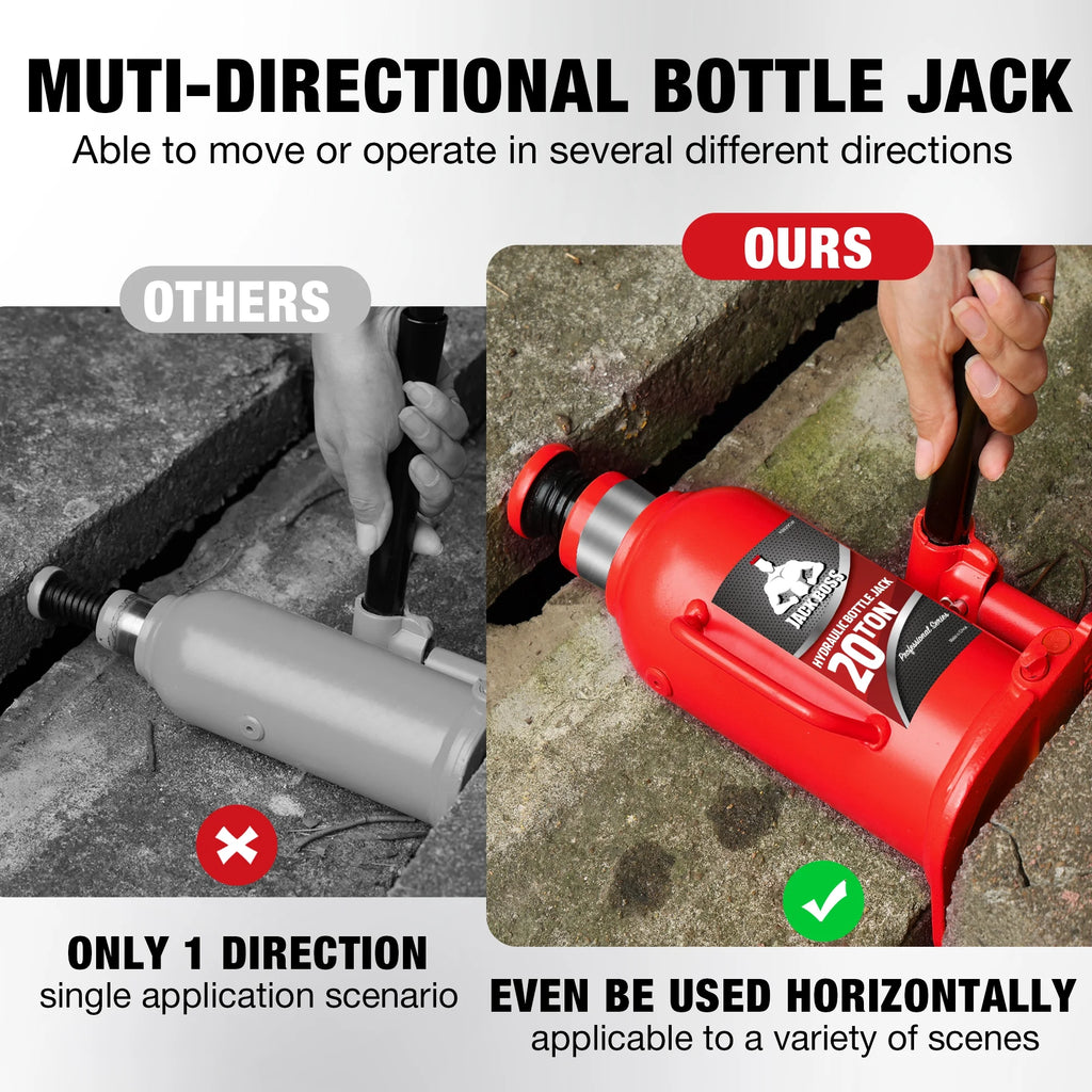 JACK BOSS Bottle Jack 10 Ton Muti-Directional Hydraulic Jack,Alloy Steel,Use for Car, Truck, RV