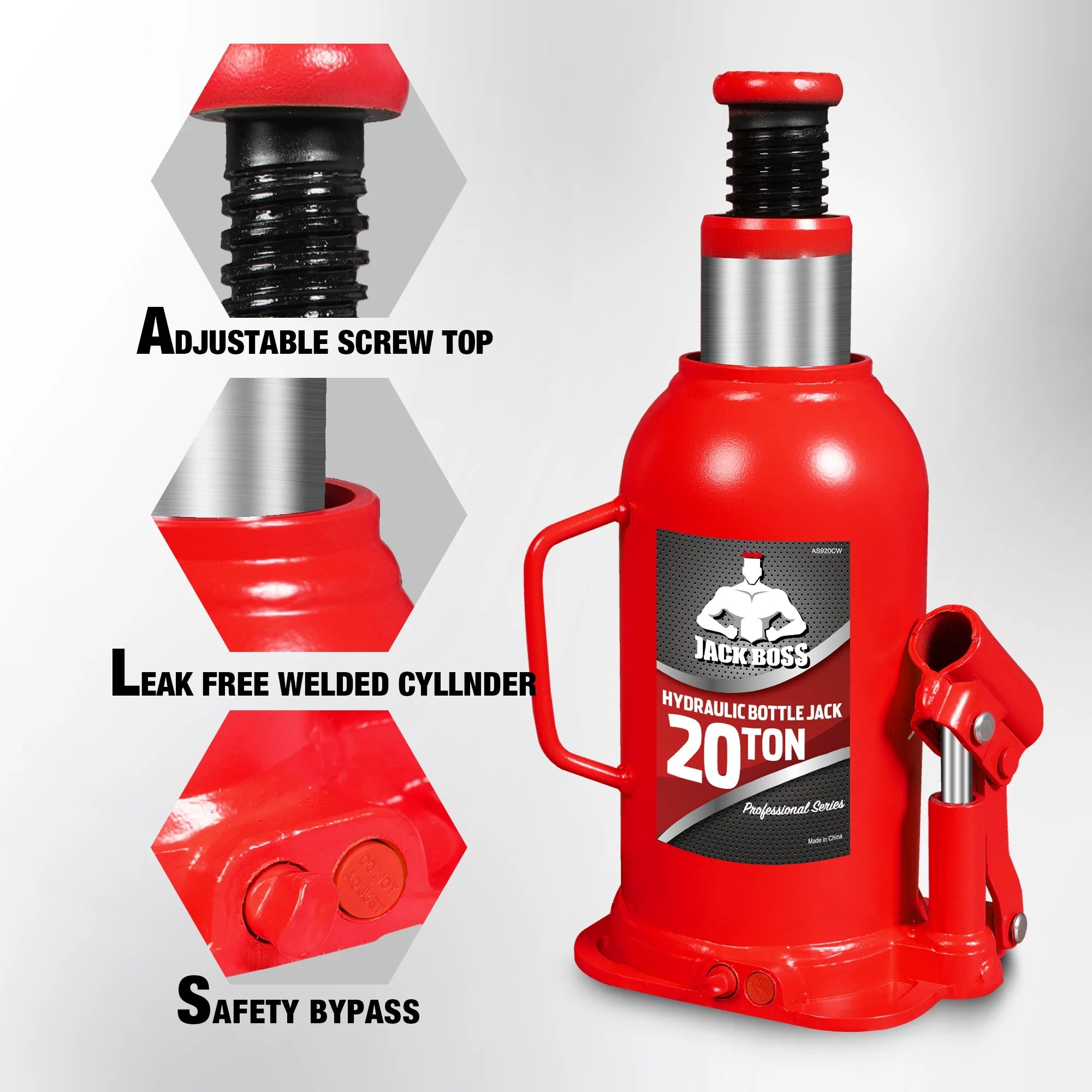 JACK BOSS Bottle Jack 10 Ton Muti-Directional Hydraulic Jack,Alloy Steel,Use for Car, Truck, RV