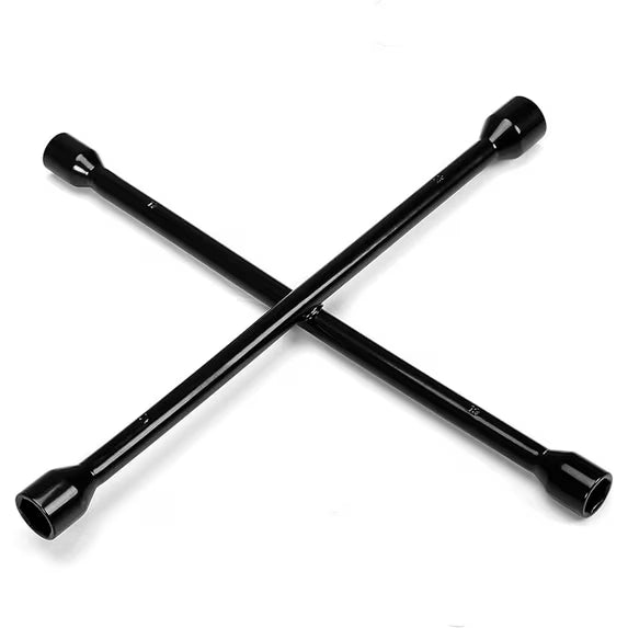 JACK BOSS Professional 14" Universal Heavy Duty 4-Way Cross Lug Wrench, Black