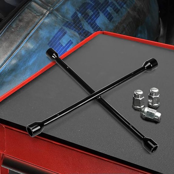 JACK BOSS Professional 14" Universal Heavy Duty 4-Way Cross Lug Wrench, Black