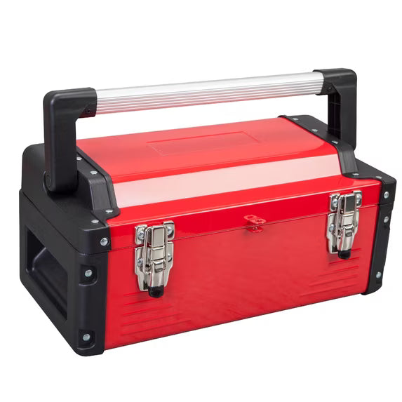 JACK BOSS Metal Tool Box Steel 16" Inch Tool Organizer Box Durable Portable Tool Storage with Double-Lock Toolbox